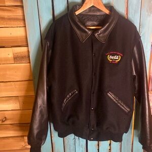 Heavy Duty Leather Company varsity jacket Coca Cola safe driver XXL black USA